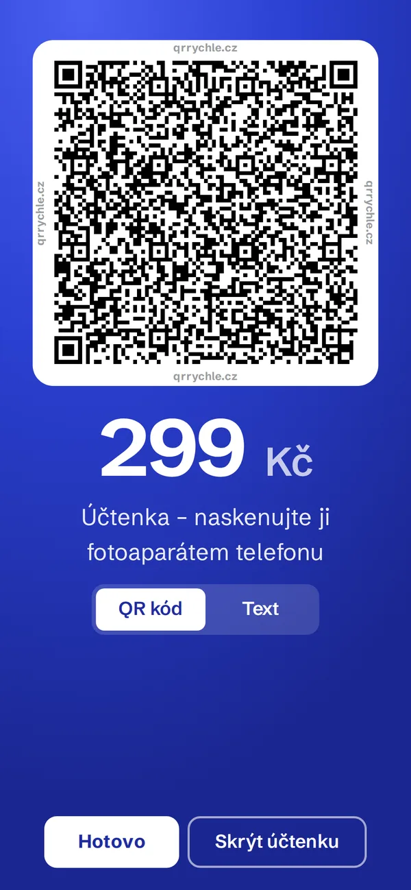 Účtenka v QR kódu – zákazník ji naskenuje fotoaparátem