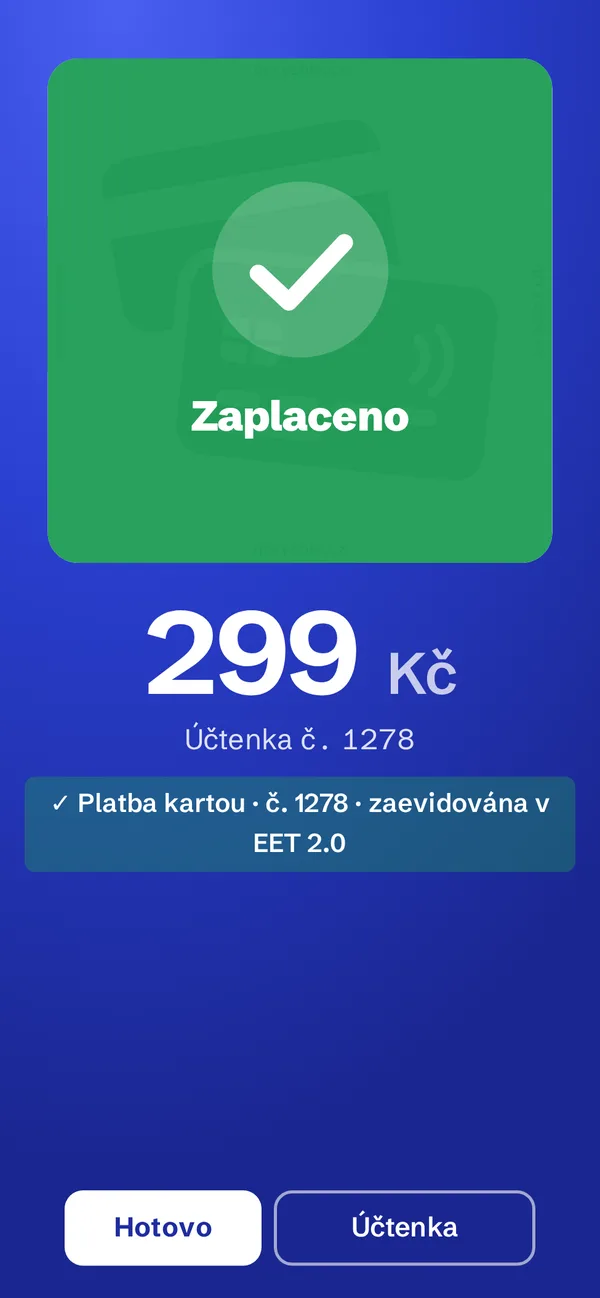 Zaplaceno kartou – zaevidováno v EET 2.0